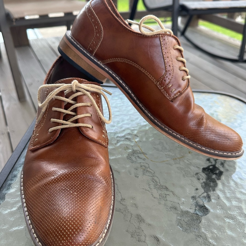 Madden Dress Shoes Brown Leather Lace Up Oxford Perforated Men's Size 9.5